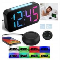 Zegar Zegarek Cyfrowy Budzik Wibracyjny Podwójny Alarm Głośny Usb Charger