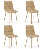 Krzesło jadalniane tapicerowane brązowe z nogami w kolorze drewna x4