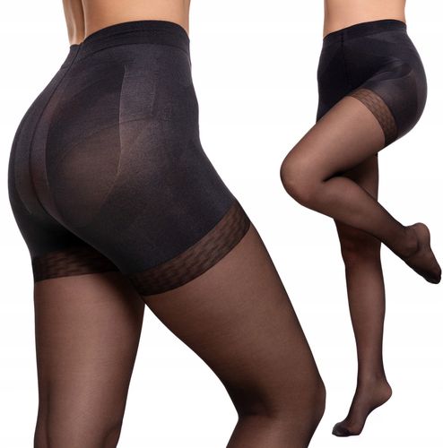MODELUJĄCE RAJSTOPY DAMSKIE 20 DEN efekt push-up Czarne Gładkie MORAJ r.2 na Arena.pl