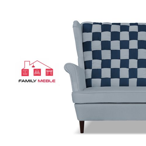 Zestaw uszak CAROL DUO sofa fotele Family Meble szaro - granatowy na Arena.pl