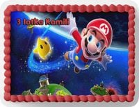 PROSTOKĄTNY OPŁATEK NA TORT A4 20x29CM - SUPER MARIO BROS + IMIĘ