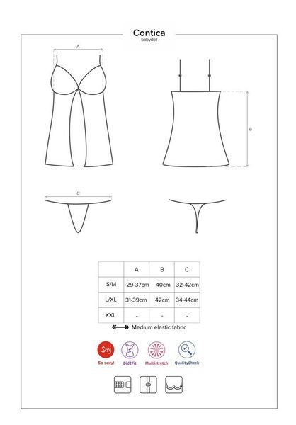 Prześwitująca Babydoll - Obsessive Contica L/XL zdjęcie 5