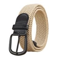 Elastyczny elegancki pasek pleciony parciany do spodni mocny beżowy