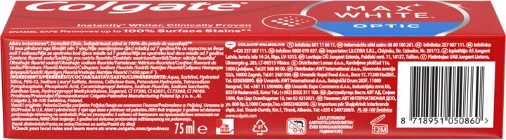 COLGATE MAX WHITE OPTIC PASTA DO ZĘBÓW WYBIELAJĄCA 75 ML zdjęcie 4