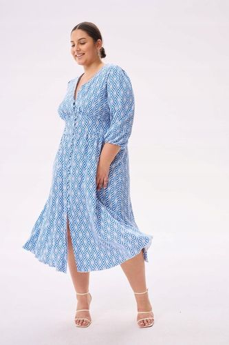 Blue shadow urocza sukienka TINA 42 niebieski wzór boho wiskoza na Arena.pl