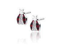 Delikatne rodowane srebrne kolczyki biedronki ladybug srebro 925 Z1748E