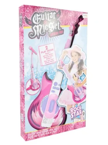 GITARA ELEKTRYCZNA ROCKOWA Z MIKROFONEM NA STATYWIE KARAOKE DLA DZIECI na Arena.pl