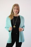 Delikatny sweterek narzutka Melisa Miętowy UNI