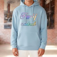 Bluza z kapturem błękitna z Twoim nadrukiem - Kangaroo XL