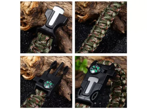 Bransoletka survival opaska 5w1 kompas krzesiwo linka nóż linka paracord na Arena.pl
