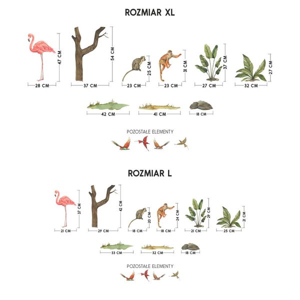 Naklejki Zestaw Flaming, Małpy, Ptaki DK433 XL zdjęcie 4