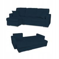 Narożnik Rene rozkładany z funkcją spania Family Meble sztruks niebieski