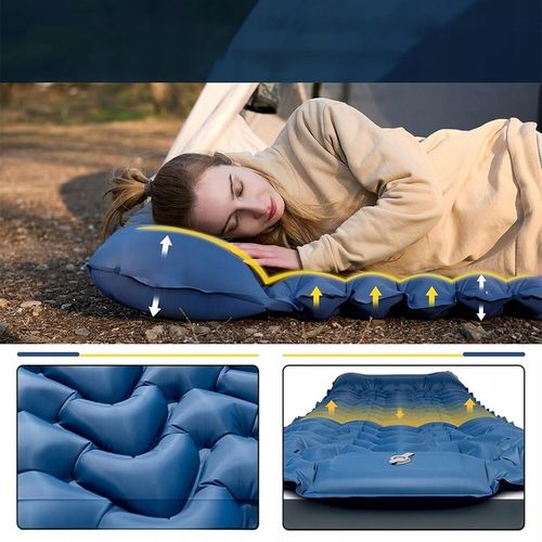 MATA SAMOPOMPUJĄCA MATERAC KARIMATA TURYSTYCZNA Z PODUSZKĄ NAMIOT KEMPINGU na Arena.pl