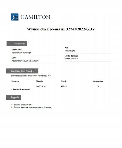 Resweratrol Resveratrol Rdest Japoński 15g proszek na Arena.pl