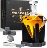 2 x KARAFKA DO WHISKY STYLOWA DIAMENT 0,9L + 4 KAMIENIE DO WHISKY PREZENT