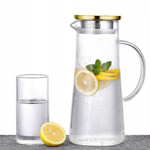 DZBANEK SZKLANY NA WODĘ LEMONIADĘ 1,8L KARAFKA Z POKRYWKĄ SITKO FILTRUJĄCE na Arena.pl