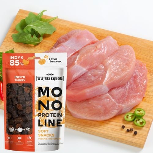 przysmaki dla psa indyk monoproteinowe miękkie smaczki wiejska zagroda 115g na Arena.pl