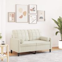 2-osobowa sofa z poduszkami, kremowa, 120 cm, aksamit