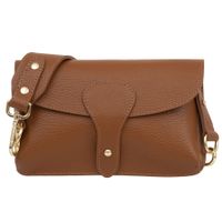 VERA PELLE torebka damska skórzana listonoszka z paskiem V725 camel