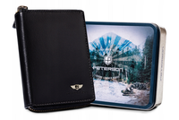 duży, skórzany portfel męski zapinany na suwak - peterson