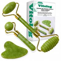 Masażer jadeitowy roller do masażu twarzy szyi pod oczy kamień gua sha 3w1