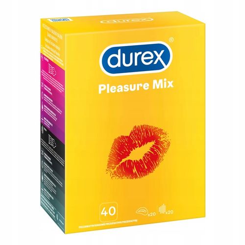 DUREX PLEASURE MIX 40 szt. 2 Różne Rodzaje Prezerwatywy Potęgujące Orgazm na Arena.pl