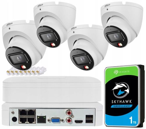 Zestaw Monitoringu 4 Kamery 6Mpx 3K+ Dzień/Noc Full Kolor Detekcja PoE na Arena.pl