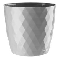 Doniczka osłonka plastikowa CRISTAL 20cm szara jasna połysk wzór karo romby