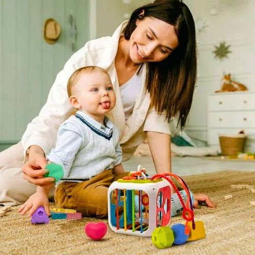 INTERAKTYWNA KOSTKA EDUKACYJNA DLA NIEMOWLĄT SORTER KLOCKI CYMBAŁKI 7w1 PL na Arena.pl