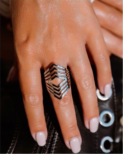 Pierścionek damski REGULOWANY szeroki geometryczny na Arena.pl