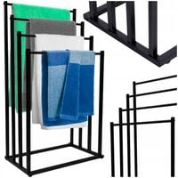 Stojak na Ręczniki Łazienkowe Uchwyt Wieszak Metalowy Loft Czarny 4 Poziomy