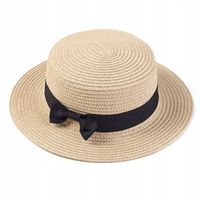 Kapelusz pleciony panama damski słomkowy tasiemka kokarda małe rondo letni