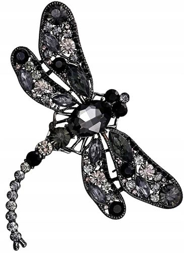 Broszka z cyrkoniami owad WAŻKA pin retro boho  F68_C_Czarny na Arena.pl