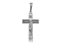 Elegancki oksydowany srebrny wisior duży dwustronny krzyż na gruby łańcuch z wizerunkiem Chrystusa srebro 925 PT_K3001