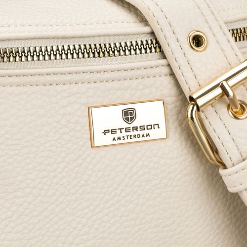 beżowa saszetka damska ze skóry ekologicznej zamykana suwakiem - peterson na Arena.pl