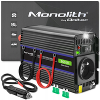 PRZETWORNICA SAMOCHODOWA AKUMULATORA 12V 230V 300W/600W QOLTEC MONOLITH