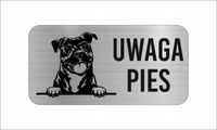GRAWER Tabliczka nierdzewna 20x10 cm UWAGA PIES AMERICAN PIT BULL TERRIER