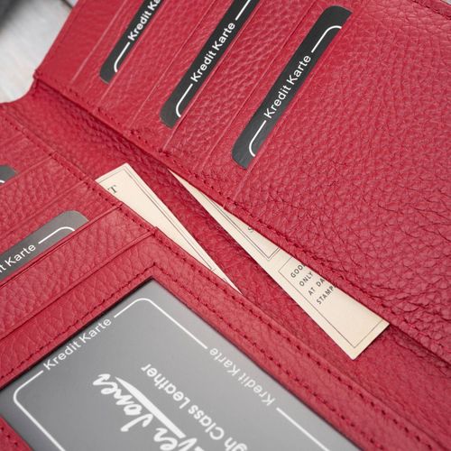 portfel damski skórzany duży czerwony lakierowany ze wzorem na Arena.pl