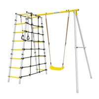 Plac zabaw DO OGRODU DONE + plastikowe siedzisko | siatka, drabinki, kółka, trapez