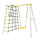 Plac zabaw DO OGRODU DONE + plastikowe siedzisko | siatka, drabinki, kółka, trapez