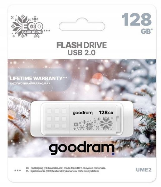GOODRAM Pendrive UME2 128 GB USB 2.0 Biały WINTER zdjęcie 1
