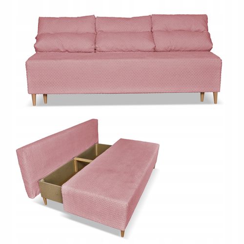 Kanapa sofa KIMO f. spania pojemnik Twisster c. róż sztruks na Arena.pl