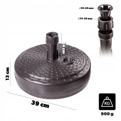 PODSTAWA PARASOLA STOJAK POD PARASOL OGRODOWY OKRĄGŁY 39cm OBCIĄŻNIK BRĄZ na Arena.pl