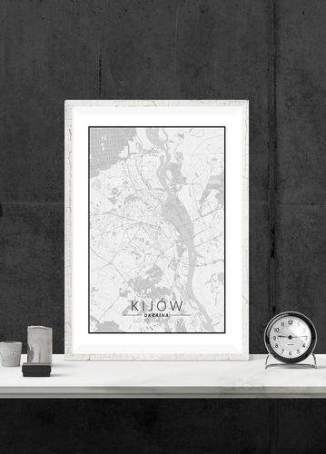 Kijów mapa czarno biała - plakat 60x80 cm na Arena.pl