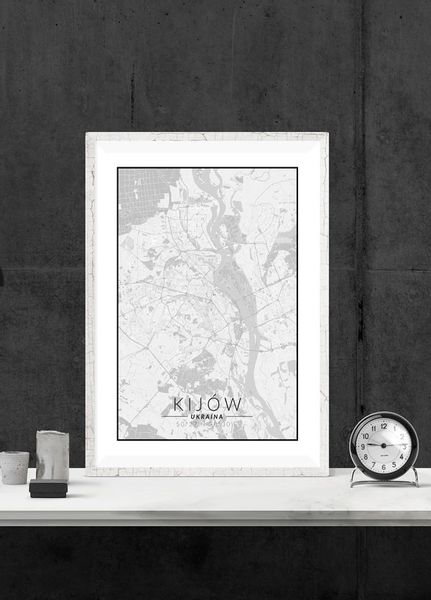 Kijów mapa czarno biała - plakat 60x80 cm zdjęcie 2