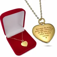 złoty łańcuszek DUŻE SERDUSZKO prezent na walentynki dla Niej +TWÓJ GRAWER