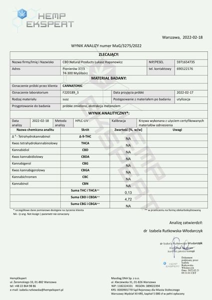 Susz konopny CBD Cannatonic 1 g zdjęcie 6