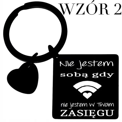 Brelok do kluczy z grawerem PREZENT na WALENTYNKI stal 316L czarny BLINGART na Arena.pl