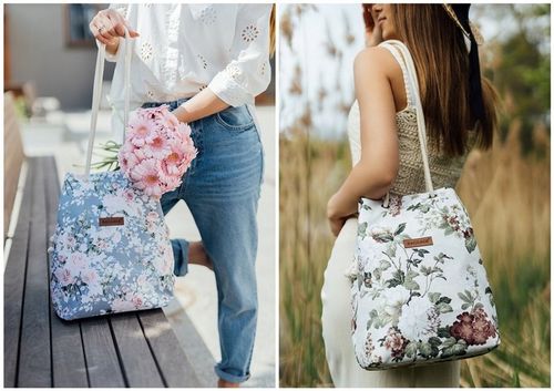 TOREBKA DAMSKA WOREK SHOPPER TORBA KWIATY BAGGAGE na Arena.pl