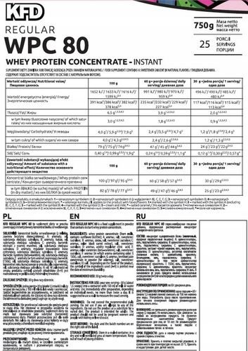 KFD REGULAR WPC 80 BIAŁKO KONCENTRAT BIAŁKA 750g TRUSKAWKA WANILIA na Arena.pl